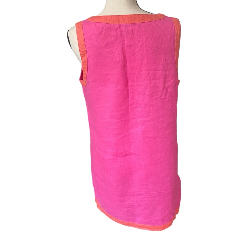 Linen Hot Pink with Orange Trim Sigrid Olsen Shift Dress - Picture 3 of 5